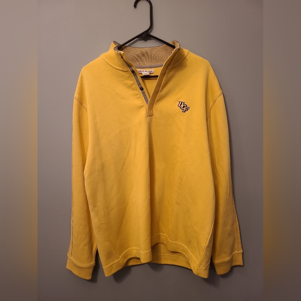 Men's Cutter & Buck UCF Knights Quarter Button Pullover Sweater Supima Cotton